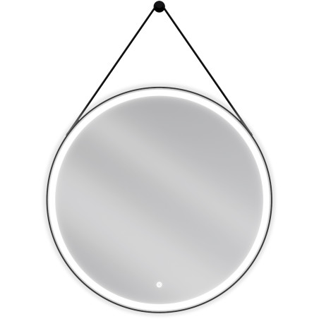 Mexen Reni koupelnové zrcadlo s podsvícením, kulaté 80 cm, LED 6000K, antifog, černý rám - 9812-080-080-611-70