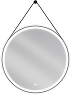 Mexen Reni koupelnové zrcadlo s podsvícením, kulaté 80 cm, LED 6000K, antifog, černý rám - 9812-080-080-611-70