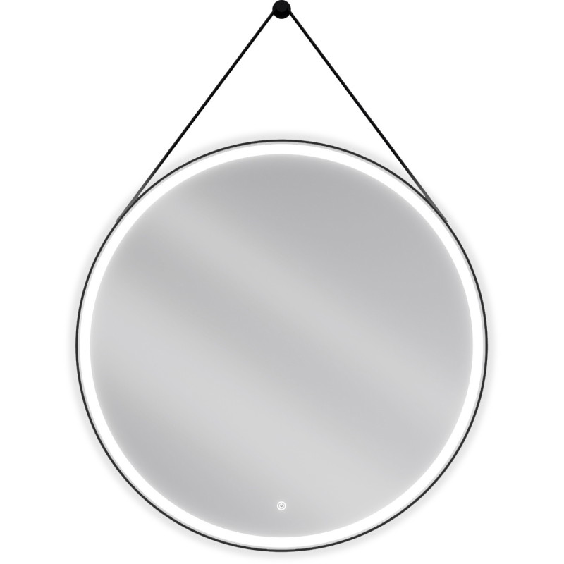 Mexen Reni koupelnové podsvícené zrcadlo, kulaté 90 cm, LED 6000K, protizamlžení, černý rám - 9812-090-090-611-70