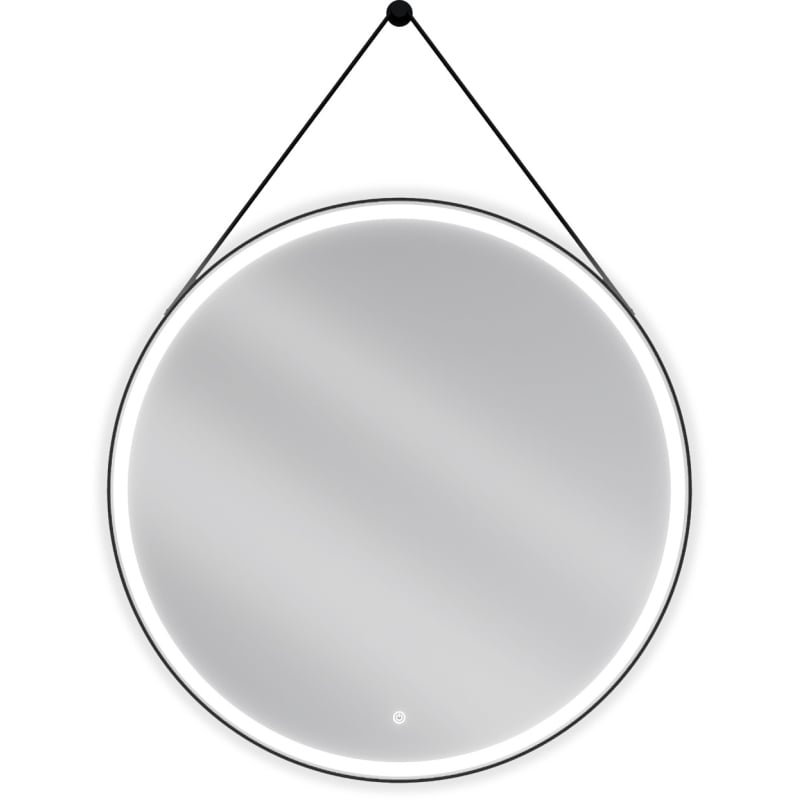 Mexen Reni kulaté zrcadlo do koupelny s podsvícením, 90 cm, LED 6000K, proti zamlžování, černý rám