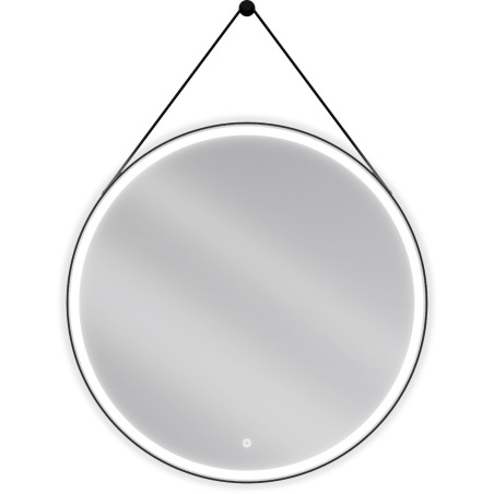 Mexen Reni koupelnové podsvícené zrcadlo, kulaté 90 cm, LED 6000K, protizamlžení, černý rám - 9812-090-090-611-70
