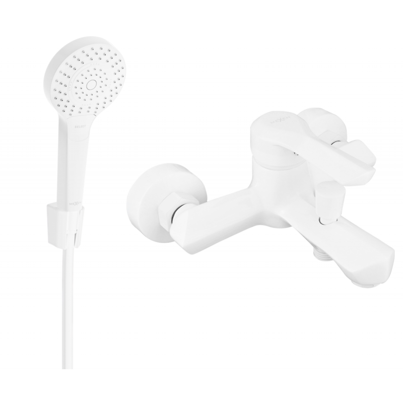 Mexen Sabre R05 vanová baterie se sprchovým setem, bílá - 7213R05-20