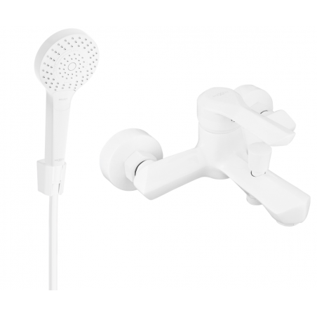 Mexen Sabre R05 vanová baterie se sprchovým setem, bílá - 7213R05-20