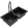 Mexen Mario dvoukomorový žulový dřez s kuchyňskou baterií Aster, černý - 6504-77-73450-07-B