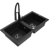 Mexen Mario žulový dřez 2-komorový s kuchyňskou baterií Aster, černý - 6504-77-73450-70-B