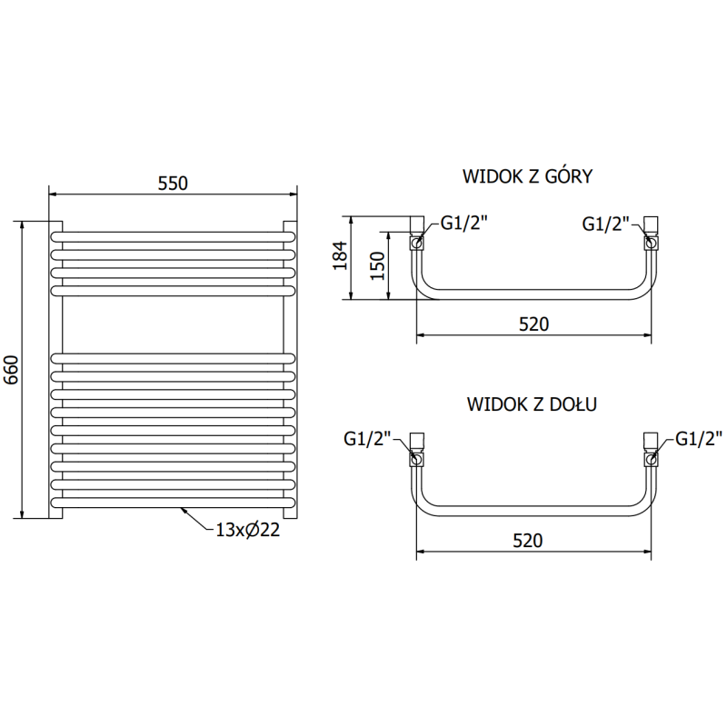 Mexen Apollo koupelnový radiátor 660 x 550 mm, 386 W, bílý - W117-0660-550-00-20