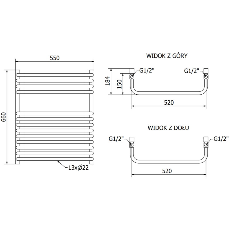 Mexen Apollo radiátor koupelnový 660 x 550 mm, 386 W, bílý - W117-0660-550-00-20