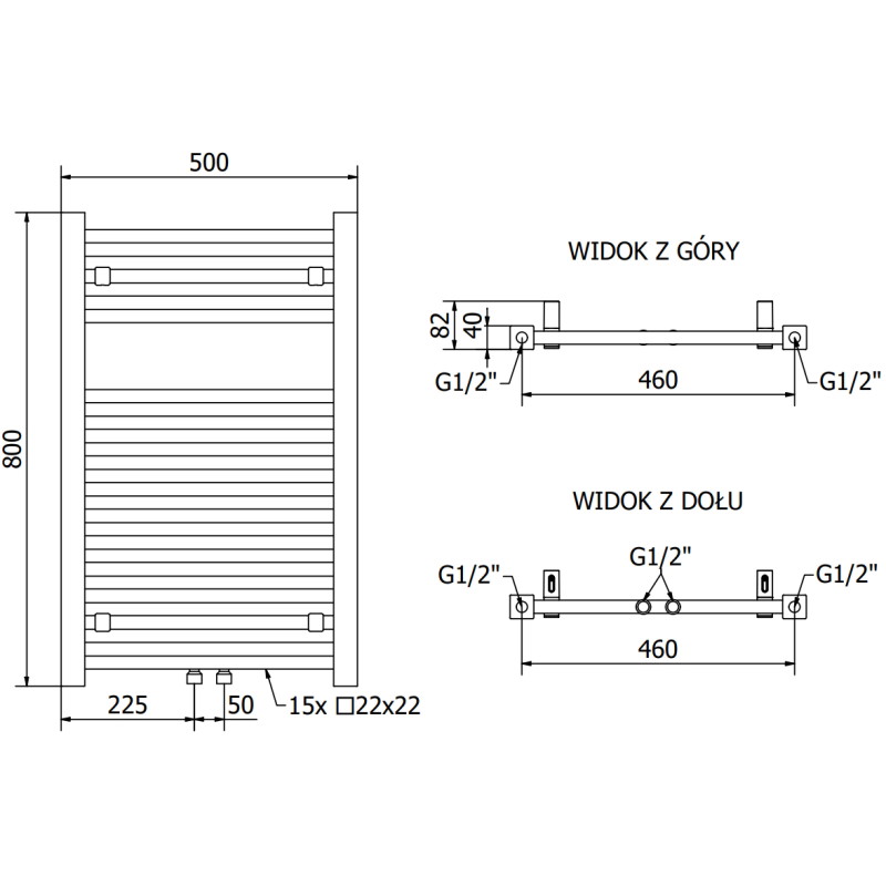 Mexen Pluton radiátor koupelnový 800 x 500 mm, 410 W, černý - W106-0800-500-00-70