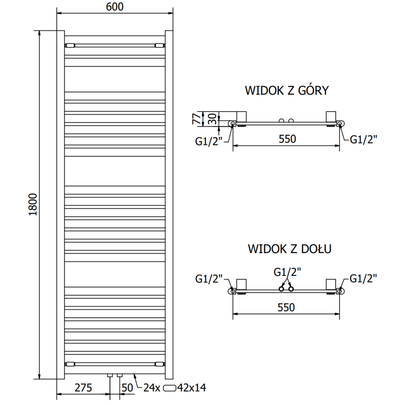 Mexen Uran koupelnový radiátor 1800 x 600 mm, 934 W, bílý - W105-1800-600-00-20