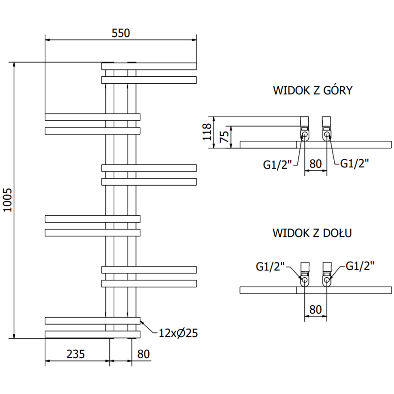 Mexen Jari dekorativní koupelnový radiátor 1005 x 550 mm, 339 W, bílý - W115-1005-550-00-20