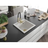 Mexen Vito granitový dřez 1komorový s kuchyňskou baterií Aster, bílý - 6503-20-73450-57-G