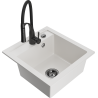 Mexen Vito granitový kuchyňský dřez 1-komorový s kuchyňskou baterií Aster, bílý - 6503-20-73450-70-B