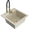 Mexen Vito granitový dřez s 1 komorou a kuchyňskou baterií Aster, béžový - 6503-69-73450-57-G