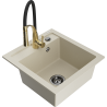Mexen Vito granitový dřez 1-komorový s kuchyňskou baterií Aster, béžový - 6503-69-73450-57-B