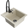Mexen Vito granitový dřez s 1 komorou s kuchyňskou baterií Aster, béžový - 6503-69-73450-70-B