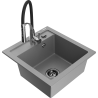Mexen Vito granitový dřez 1-komorový s kuchyňskou baterií Aster, šedý - 6503-71-73450-07-B