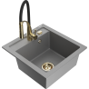 Mexen Vito granitový dřez 1-miskový s kuchyňskou baterií Aster, šedý - 6503-71-73450-57-G