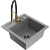 Mexen Vito granitový dřez 1-komorový s kuchyňskou baterií Aster, šedý - 6503-71-73450-57-B