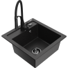 Mexen Vito granitový dřez s 1 komorou a kuchyňskou baterií Aster, černý/stříbrný metalický - 6503-73-73450-70-B