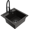 Mexen Vito granitový dřez s 1 komorou a kuchyňskou baterií Aster, černý/zlatý metalik - 6503-75-73450-70-B