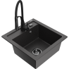 Mexen Vito granitový dřez 1-komorový s kuchyňskou baterií Aster, černý skvrnitý - 6503-76-73450-70-B