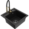 Mexen Vito granitový dřez 1-komorový s kuchyňskou baterií Aster, černý - 6503-77-73450-57-B