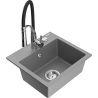 Mexen Milo granitový dřez 1-komorový s kuchyňskou baterií Aster, šedý - 6505-71-73450-07