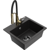 Mexen Milo granitový dřez 1-komorový s kuchyňskou baterií Aster, černý/stříbrný metalik - 6505-73-73450-57-B
