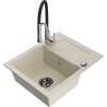 Mexen Enzo granitový dřez 1-komorový s odkapávačem a kuchyňskou baterií Aster, béžový - 6506-69-73450-07-B