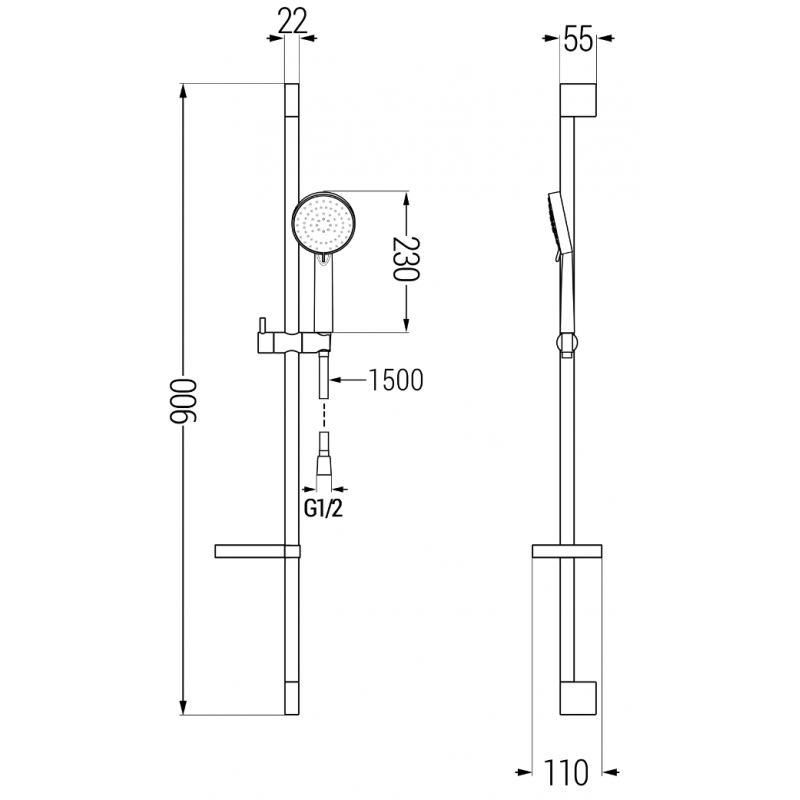 Mexen Kama DS75 vanová sada, černá - 72513DS75-70