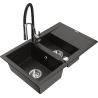 Mexen Gaspar granitový dřez 1,5-komorový s odkapávačem a kuchyňskou baterií Aster, černý/zlatý metalik - 6507-75-73450-07