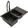 Mexen Gaspar granitový dřez 1,5komorový s odkapávačem a kuchyňskou baterií Aster, černý/zlatý metalik - 6507-75-73450-07-B