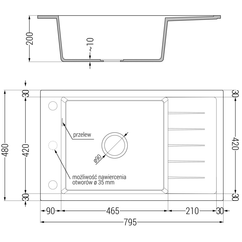 Mexen Elias granitový jednodřez s odkapávačem a kuchyňskou baterií Aster, šedý - 6511-71-73450-07-B