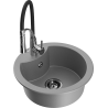 Mexen Diego granitový dřez 1-komorový s kuchyňskou baterií Aster, šedý - 6512-71-73450-07-B