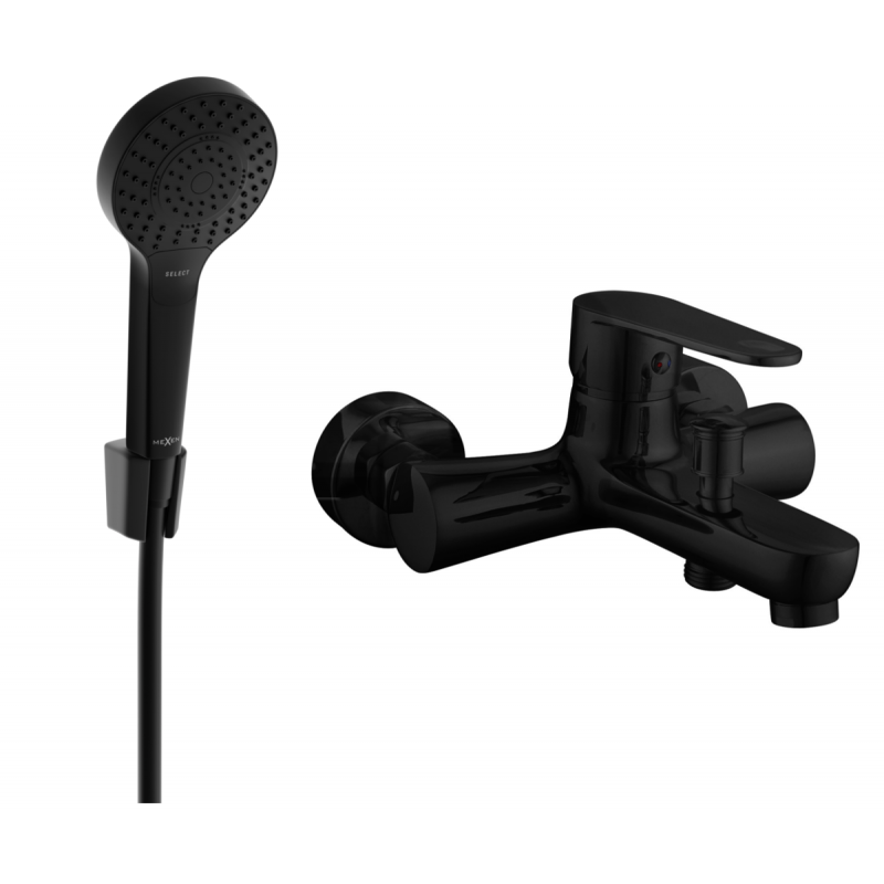 Mexen Kama R05 baterie vanová se sprchovým setem, černá - 7253R05-70