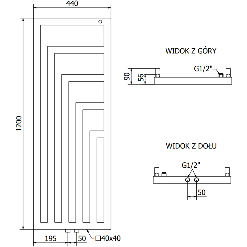 Mexen Alaska dekorativní radiátor 1216 x 440 mm, 542 W, bílý - W205-1216-440-00-20