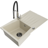 Mexen Cesar granitový dřez 1-komorový s odkapávačem a kuchyňskou baterií Aster, béžový - 6514-69-73450-07-B