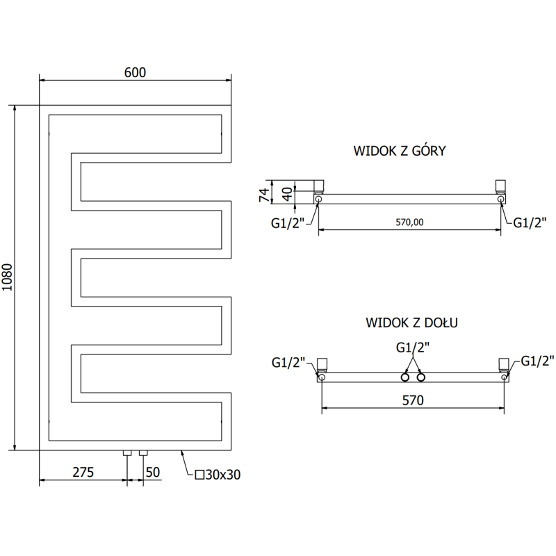 Mexen Floryda dekorativní radiátor 1080 x 600 mm, 358 W, bílý - W206-1080-600-00-20