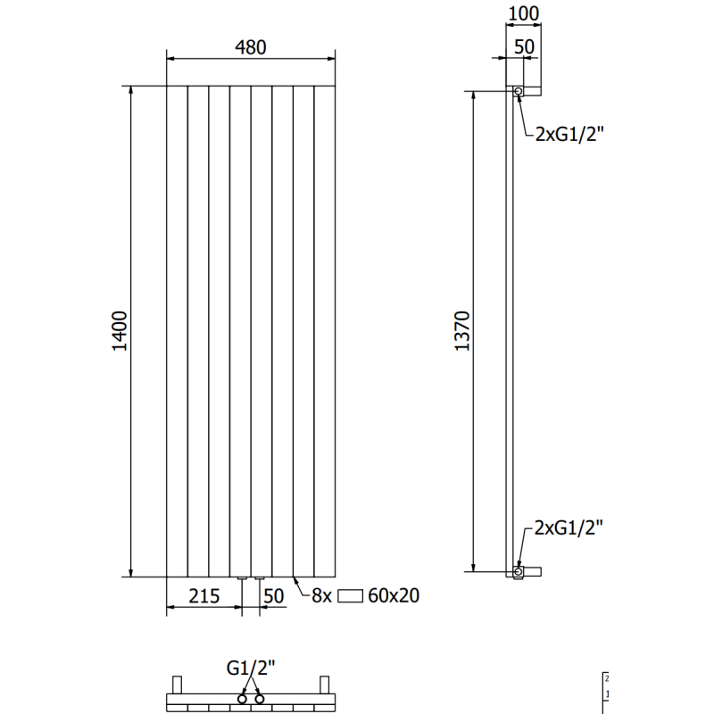 Mexen Topeka dekorativní radiátor 1400 x 480 mm, 950 W, černý - W210-1400-480-00-70