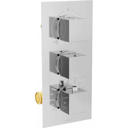 Mexen Cube termostatická vanovo-sprchová baterie s 3 výstupy, chrom - 77503-00