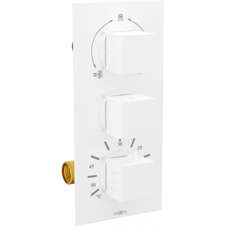 Mexen Cube termostatická baterie vanovo-sprchová, 3cestná, bílá - 77503-20