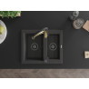 Mexen Carlos granitový dřez 1,5komorový s kuchyňskou baterií Aster, černý kropenatý - 6518-76-73450-57-B