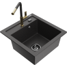 Mexen Vito granitový dřez 1-komorový s kuchyňskou baterií Flora, černý nakrapovaný - 6503-76-670401-75-B