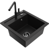 Mexen Vito granitový dřez 1-komorový s kuchyňskou baterií Flora, černý - 6503-77-670401-70-B