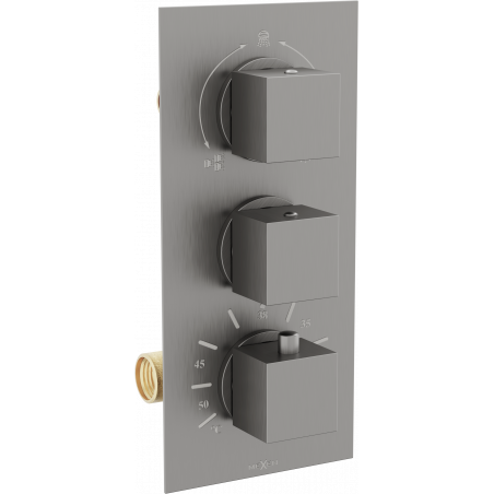 Mexen Cube termostatická baterie vanovo-sprchová 3-výstupová, grafit - 77503-66
