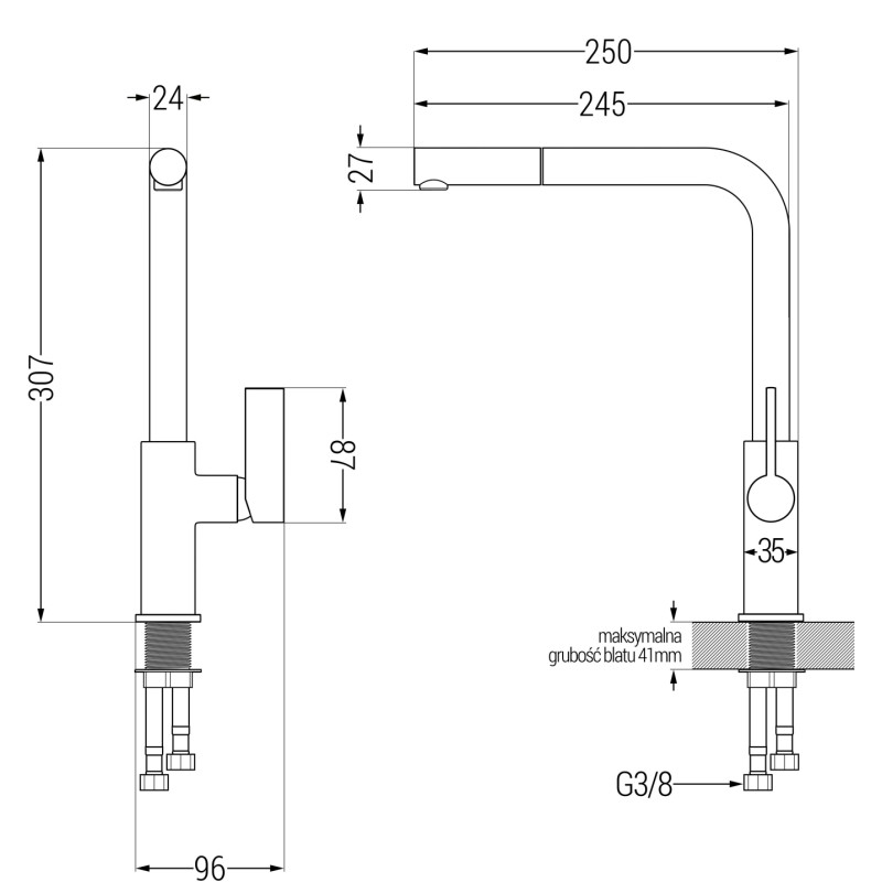 Mexen Mario granitový dřez dvoukomorový s kuchyňskou baterií Flora, černý/zlatý metalik - 6504-75-670401-70-B