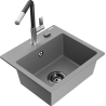 Mexen Milo granitový dřez s 1 komorou a kuchyňskou baterií Flora, šedý - 6505-71-670401-07-B