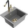 Mexen Milo granitový dřez 1-komorový s kuchyňskou baterií Flora, šedý - 6505-71-670401-57-G