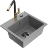 Mexen Milo granitový dřez 1-komorový s kuchyňskou baterií Flora, šedý - 6505-71-670401-57-B