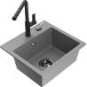 Mexen Milo kuchyňský dřez granitový 1-komorový s kuchyňskou baterií Flora, šedý - 6505-71-670401-70-B